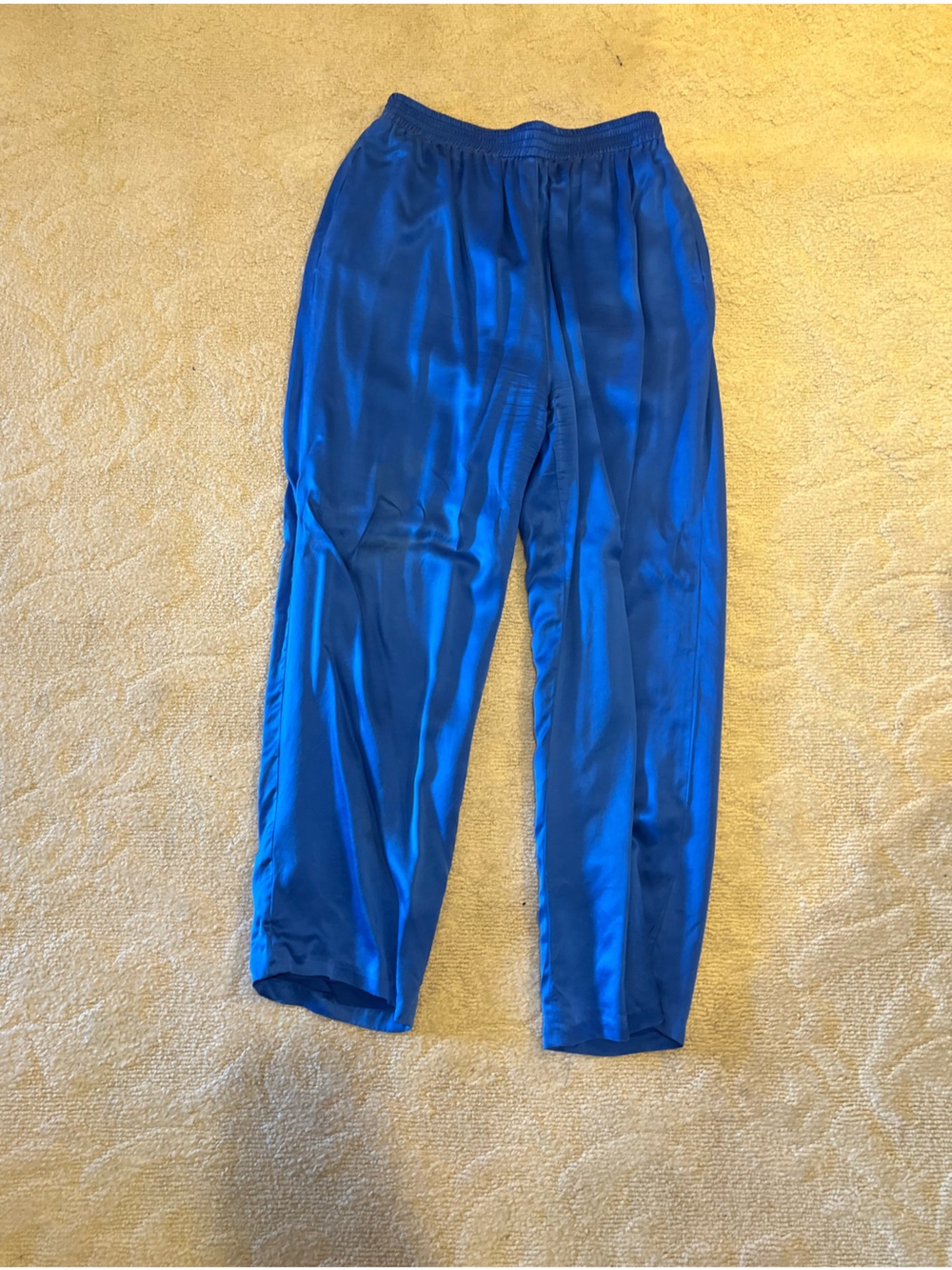 Saks Fifth Avenue Electric Blue Satin Wide-Leg Pants